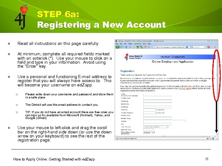 STEP 6 a: Registering a New Account n Read all instructions on this page