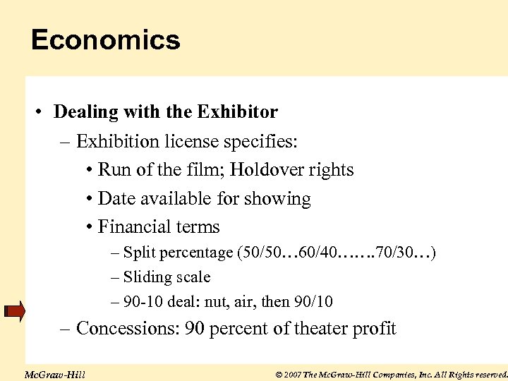 Economics • Dealing with the Exhibitor – Exhibition license specifies: • Run of the