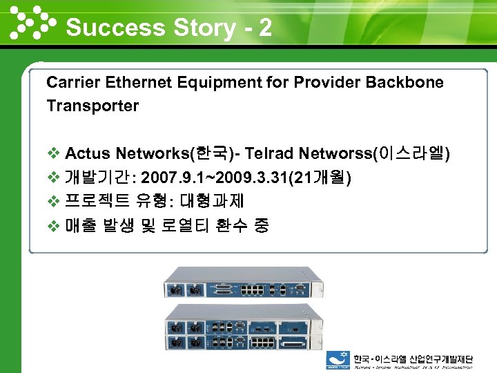 Success Story - 2 www. themegallery. com Carrier Ethernet Equipment for Provider Backbone Transporter