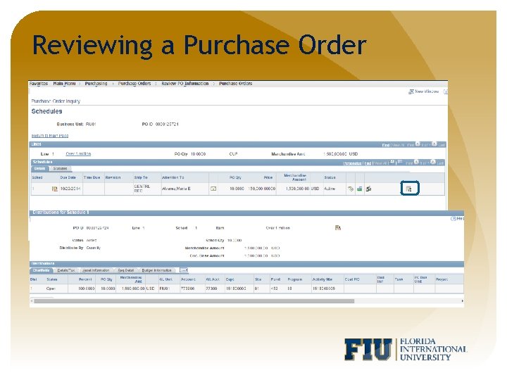 Reviewing a Purchase Order 