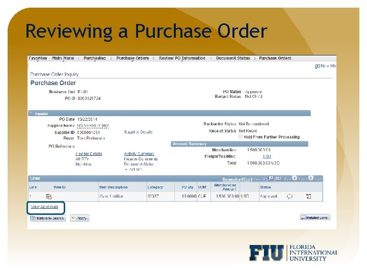 Reviewing a Purchase Order 