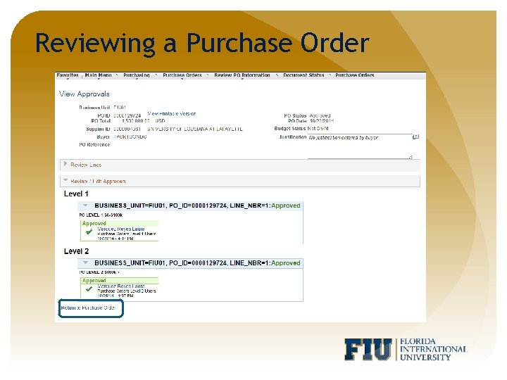 Reviewing a Purchase Order 