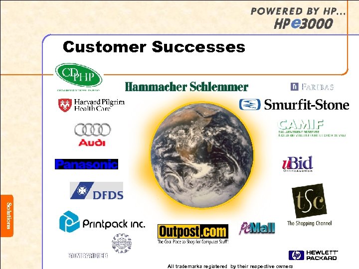 Customer Successes Solutions All trademarks registered by their respective owners 