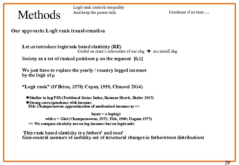 Methods Logit rank controls inequality And keep the power tails Condense if no time