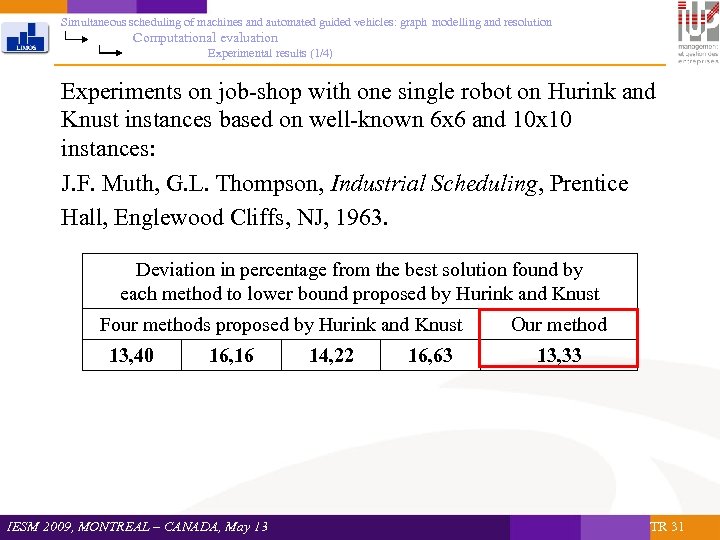 Simultaneous scheduling of machines and automated guided vehicles: graph modelling and resolution Computational evaluation
