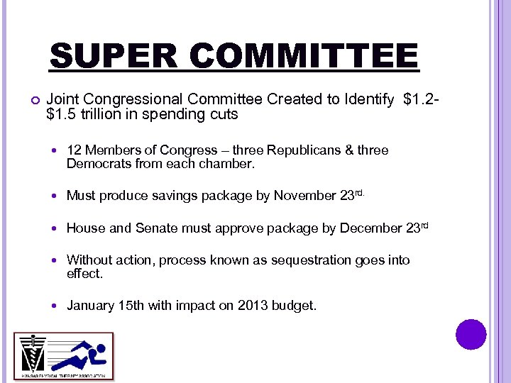 SUPER COMMITTEE Joint Congressional Committee Created to Identify $1. 2$1. 5 trillion in spending
