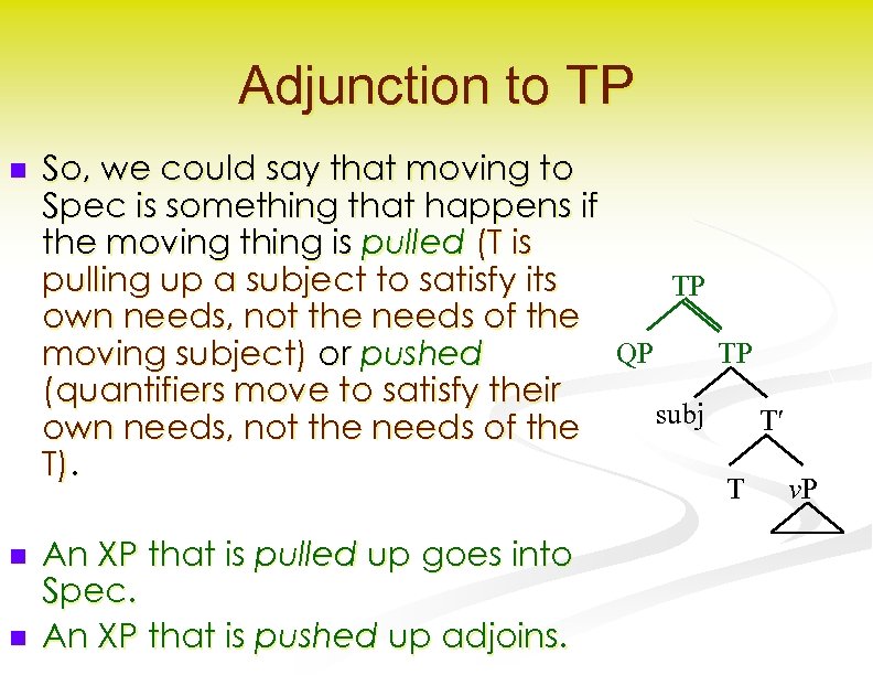 Adjunction to TP n So, we could say that moving to Spec is something