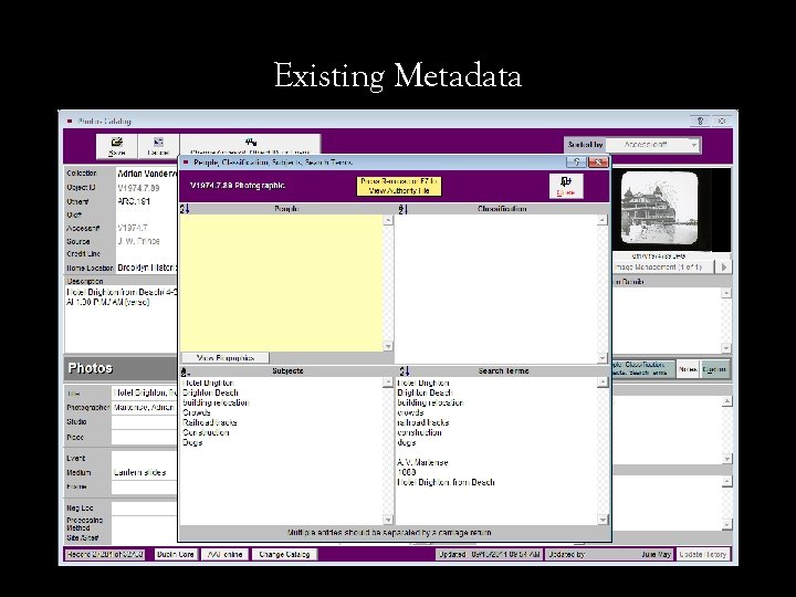 Existing Metadata 