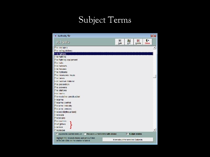 Subject Terms } 