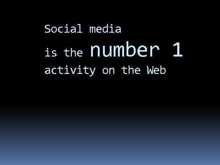 Social media number 1 is the activity on the Web 