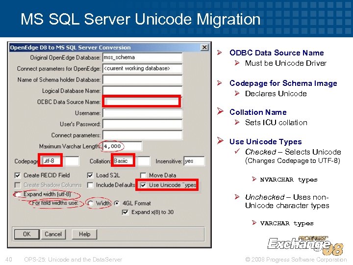 MS SQL Server Unicode Migration Ø ODBC Data Source Name Ø Must be Unicode