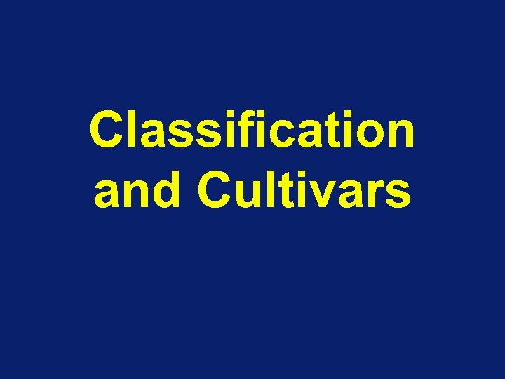 Classification and Cultivars 
