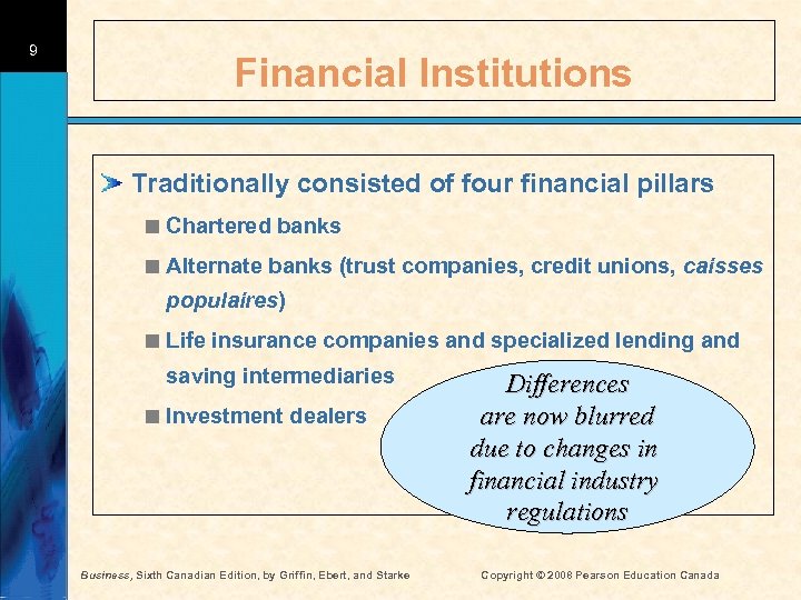 9 Financial Institutions Traditionally consisted of four financial pillars < Chartered banks < Alternate