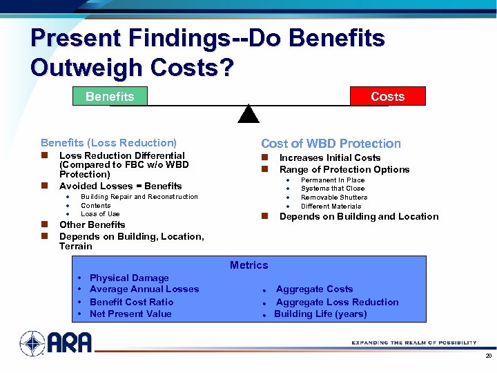 Present Findings--Do Benefits Outweigh Costs? Benefits (Loss Reduction) n n Loss Reduction Differential (Compared