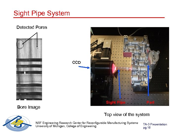 Sight Pipe System Detected Pores CCD Sight Pipe Part Bore Image Top view of