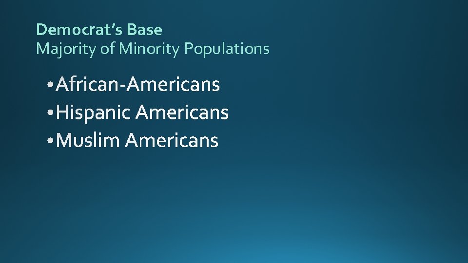 Democrat’s Base Majority of Minority Populations 