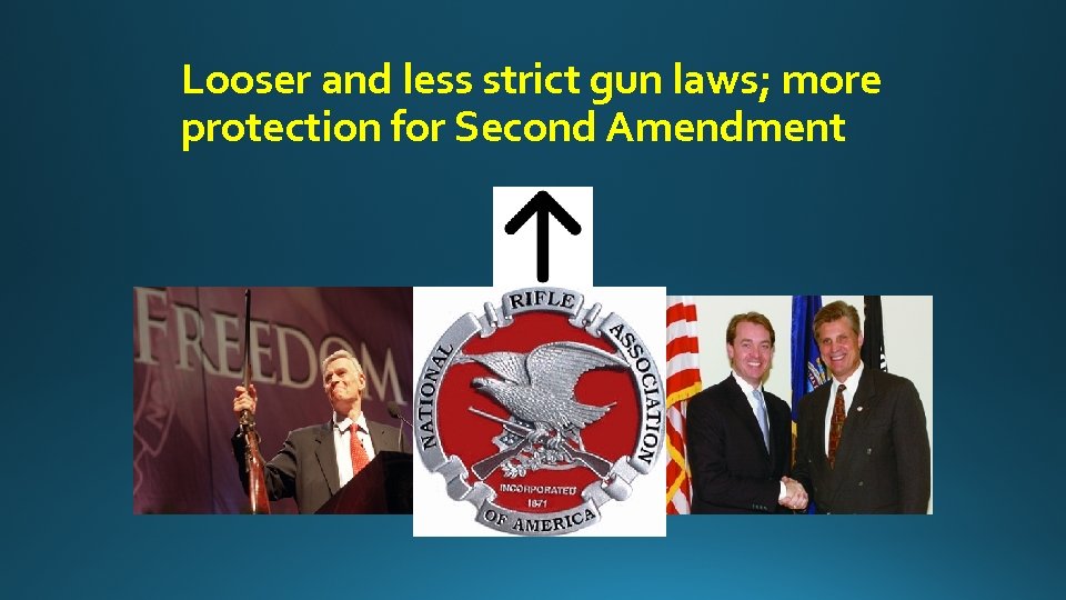 Looser and less strict gun laws; more protection for Second Amendment 