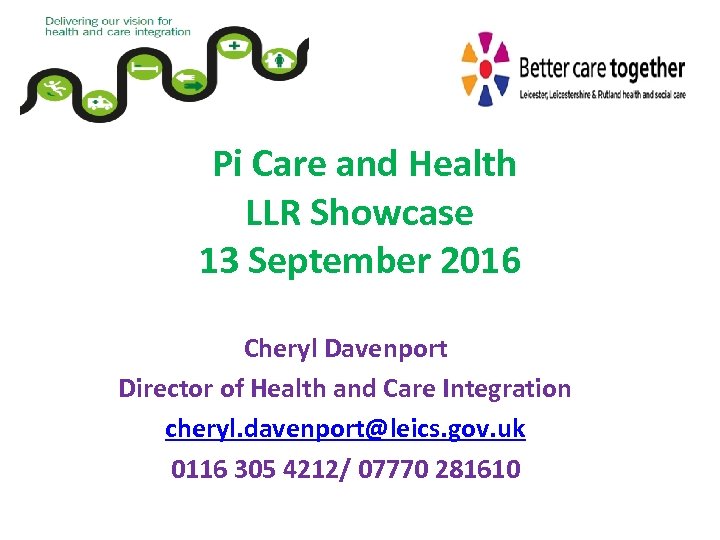 Pi Care and Health LLR Showcase 13 September 2016 Cheryl Davenport Director of Health