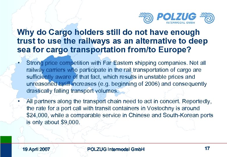 Why do Cargo holders still do not have enough trust to use the railways