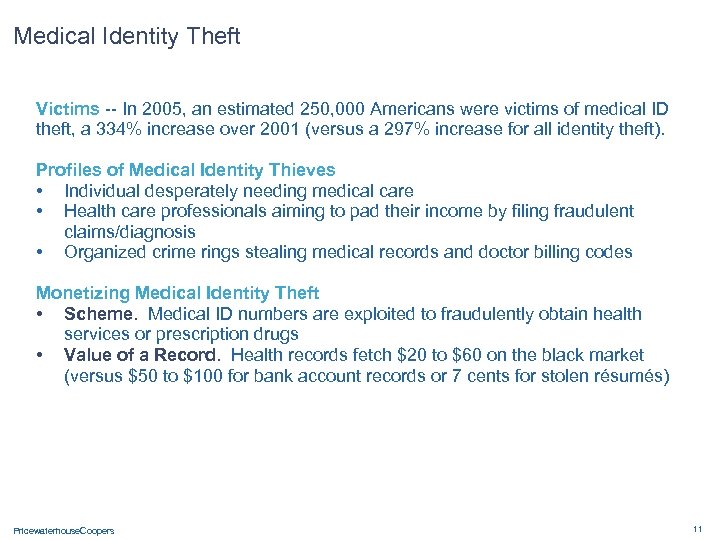 Medical Identity Theft Victims -- In 2005, an estimated 250, 000 Americans were victims