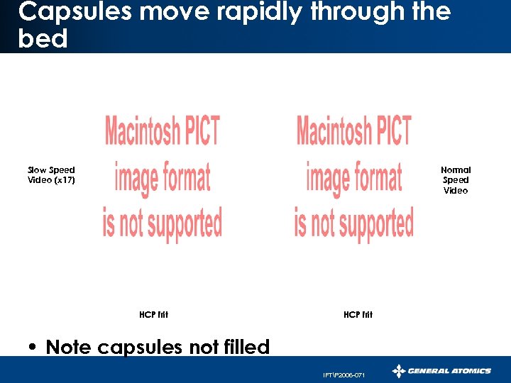 Capsules move rapidly through the bed Slow Speed Video (x 17) Normal Speed Video