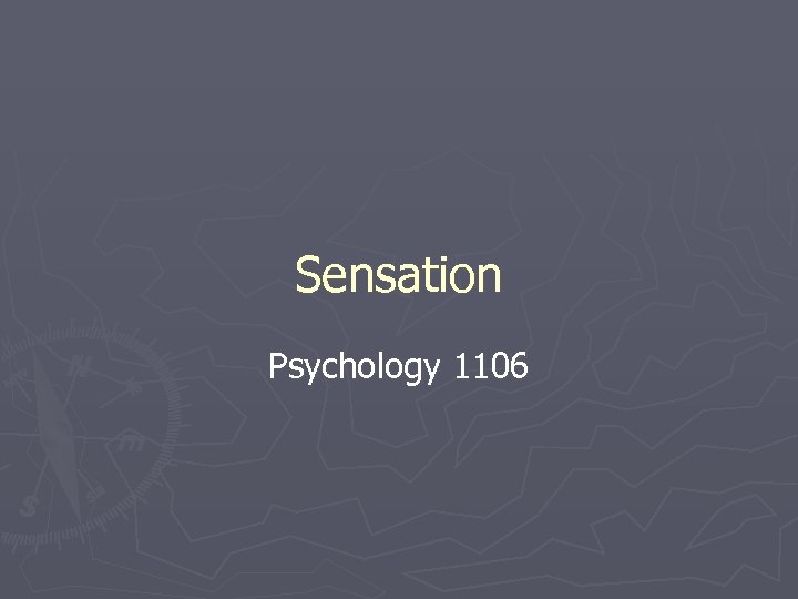Sensation Psychology 1106 