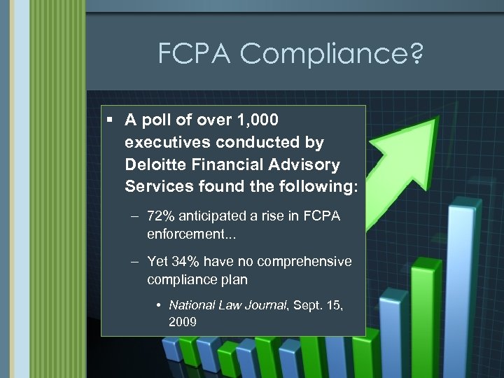 FCPA Compliance? § A poll of over 1, 000 executives conducted by Deloitte Financial