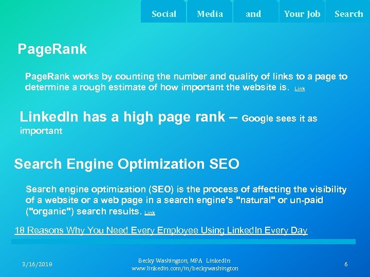 Social Media and Your Job Search Page. Rank works by counting the number and