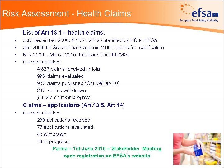 Risk Assessment - Health Claims List of Art. 13. 1 – health claims: •