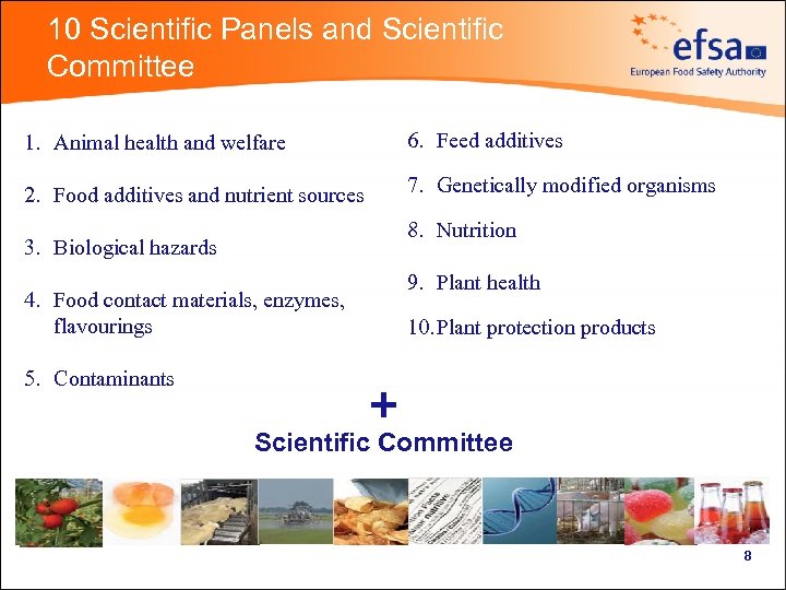 10 Scientific Panels and Scientific Committee 1. Animal health and welfare 6. Feed additives