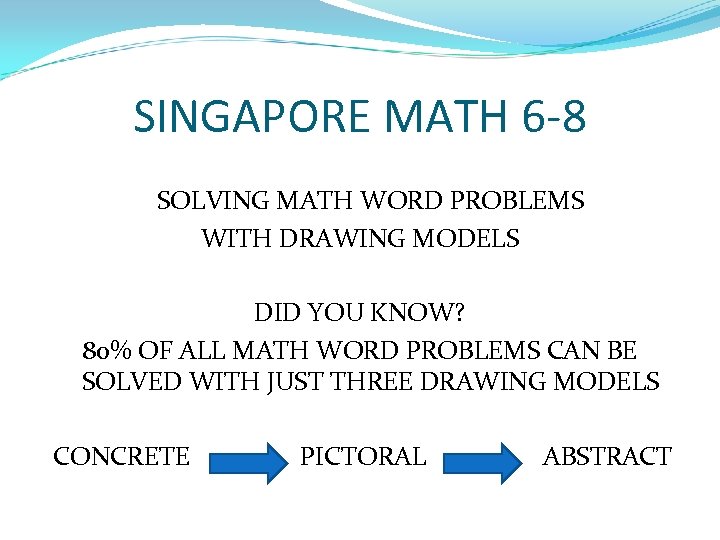 SINGAPORE MATH 6 -8 SOLVING MATH WORD PROBLEMS WITH DRAWING MODELS DID YOU KNOW?