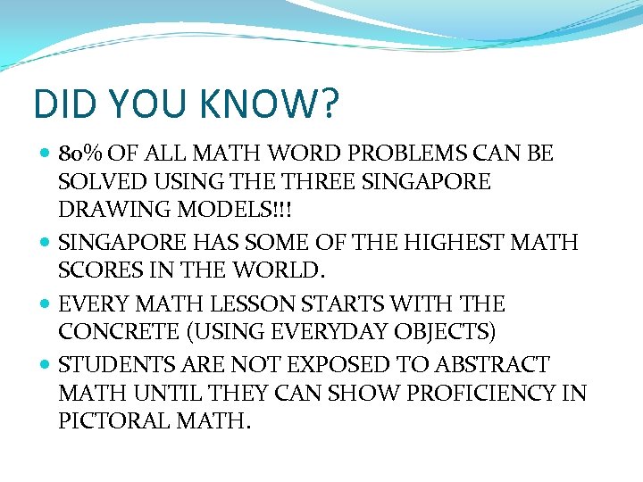DID YOU KNOW? 80% OF ALL MATH WORD PROBLEMS CAN BE SOLVED USING THE