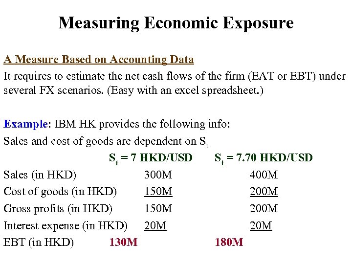 Measuring Economic Exposure A Measure Based on Accounting Data It requires to estimate the