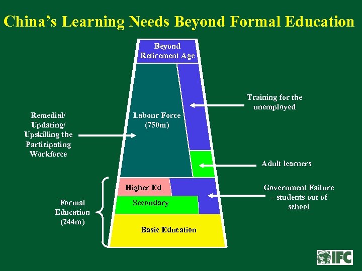 China’s Learning Needs Beyond Formal Education Beyond Retirement Age Remedial/ Updating/ Upskilling the Participating