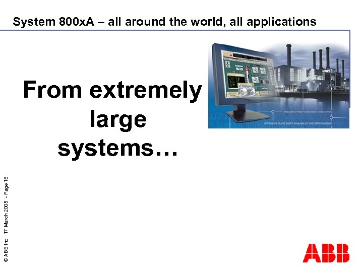 System 800 x. A – all around the world, all applications © ABB Inc.