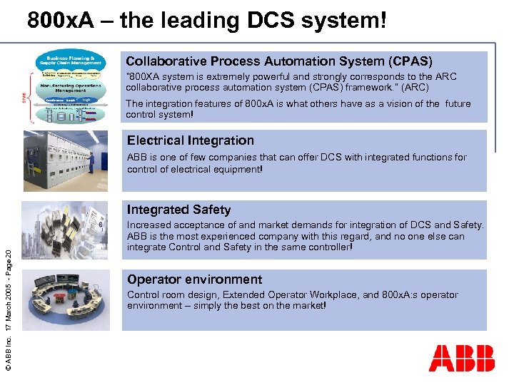 800 x. A – the leading DCS system! Collaborative Process Automation System (CPAS) “