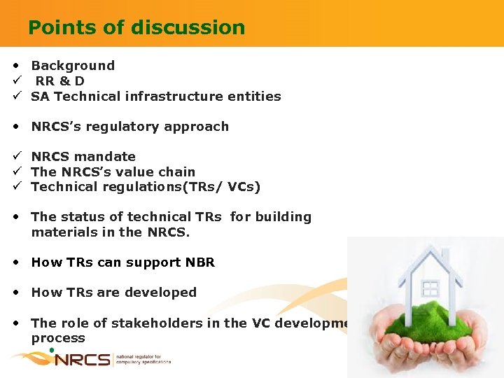 Points of discussion • Background ü RR & D ü SA Technical infrastructure entities