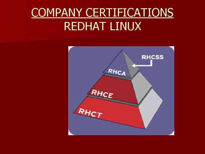 COMPANY CERTIFICATIONS REDHAT LINUX 