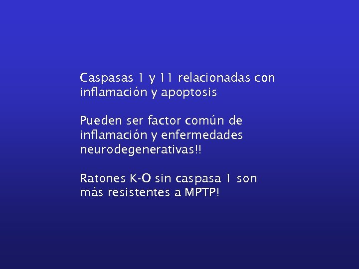 Caspasas 1 y 11 relacionadas con inflamación y apoptosis Pueden ser factor común de