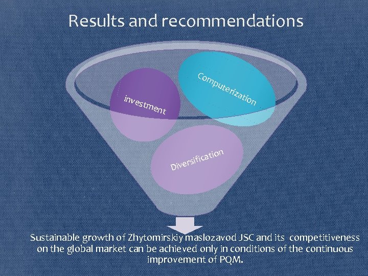 Results and recommendations Com put inve s tme n eriz atio n tio ifica