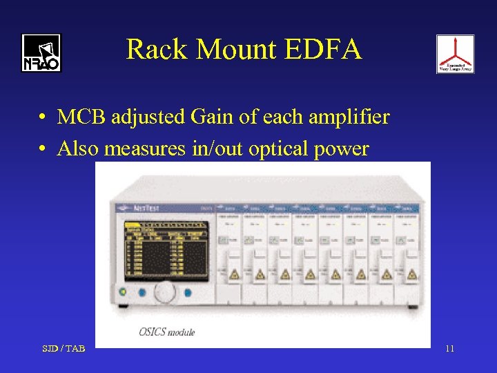 Rack Mount EDFA • MCB adjusted Gain of each amplifier • Also measures in/out