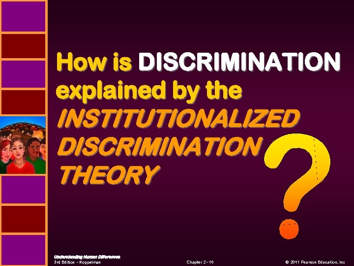 How is DISCRIMINATION explained by the INSTITUTIONALIZED DISCRIMINATION THEORY Understanding Human Differences 3 rd