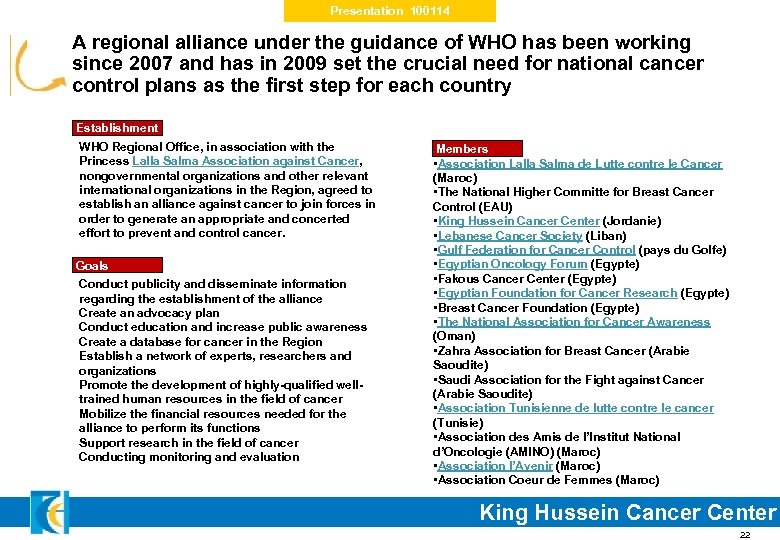 Presentation 100114 A regional alliance under the guidance of WHO has been working since