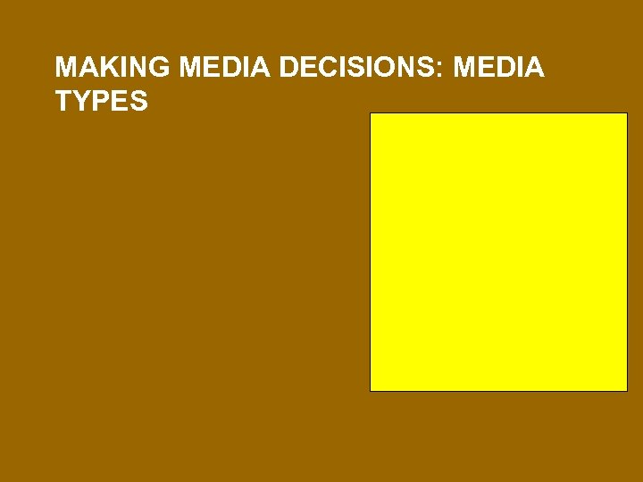 MAKING MEDIA DECISIONS: MEDIA TYPES 