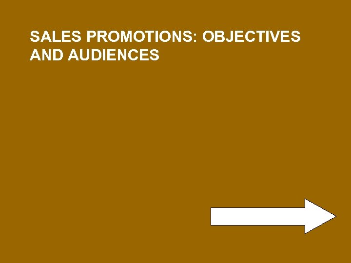 SALES PROMOTIONS: OBJECTIVES AND AUDIENCES 