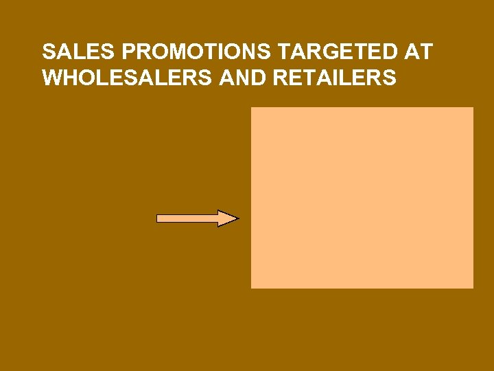 SALES PROMOTIONS TARGETED AT WHOLESALERS AND RETAILERS 