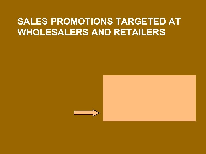 SALES PROMOTIONS TARGETED AT WHOLESALERS AND RETAILERS 