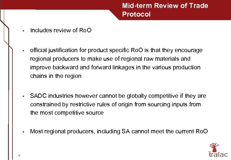 Mid-term Review of Trade Protocol § § official justification for product specific Ro. O