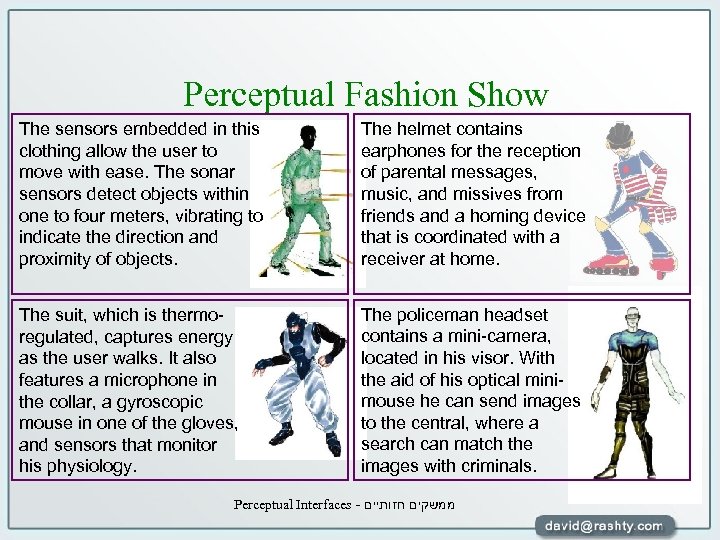 Perceptual Fashion Show The sensors embedded in this clothing allow the user to move