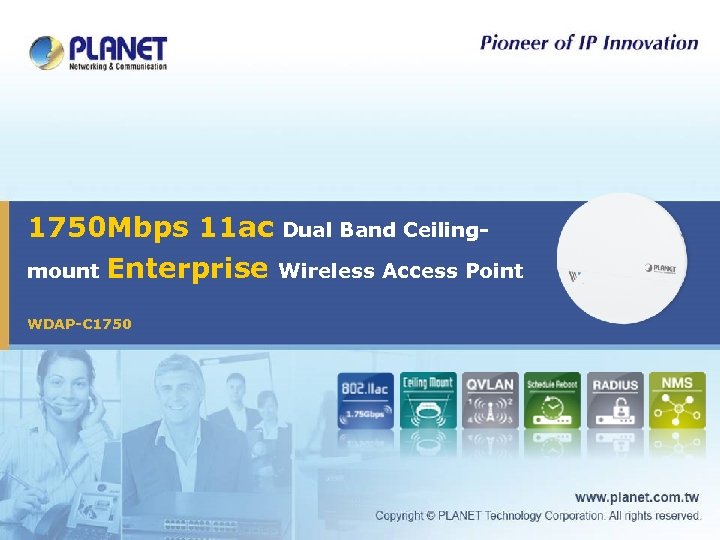 1750 Mbps 11 ac Dual Band Ceilingmount Enterprise Wireless Access Point WDAP-C 1750 